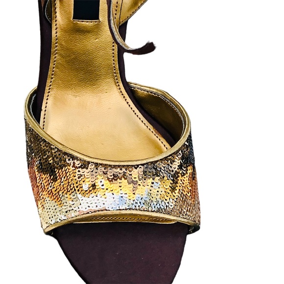 Nina brown satin heels with ombré sequins Sz 8 eu 38 - Picture 9 of 16